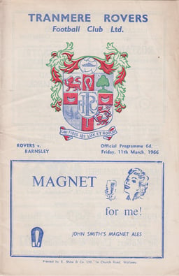Tranmere Rovers v Barnsley Match Programme 1966-03-11
